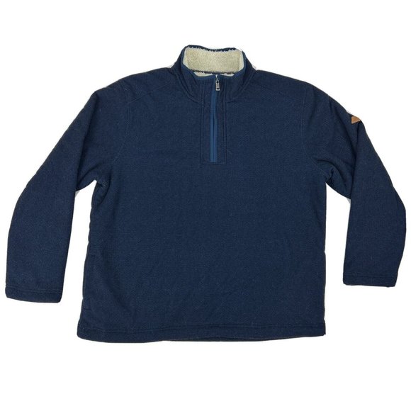 Men's Orvis Brighton 1/4 Zip Sherpa Lined Pullover‎ Sweater Blue XL Pockets - Picture 1 of 9
